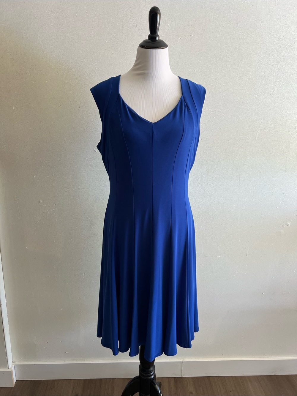 Frank Lyman Design Royal Blue Midi Dress with V-Neck